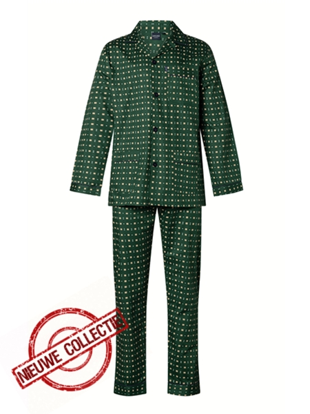 Gentlemen pyjama poplin ruit en stip groen