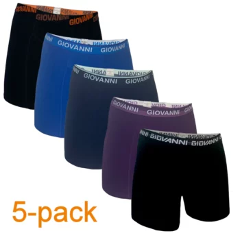 Giovanni jongens boxershorts 5-pack zwart-paars-marine-kobalt-zwart