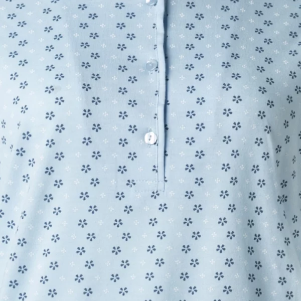 Lunatex dames pyjama Porto daisy blue detail