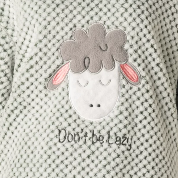 Cocodream dames huispak fleece Lazy sheep mint detail