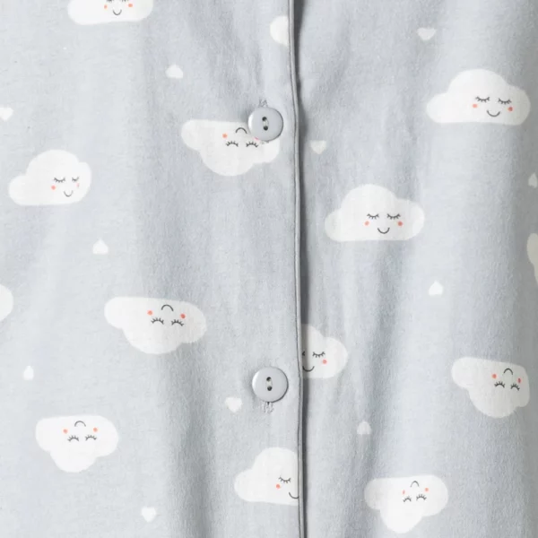 Lunatex dames pyjama flanel Happy cloud grijs detail