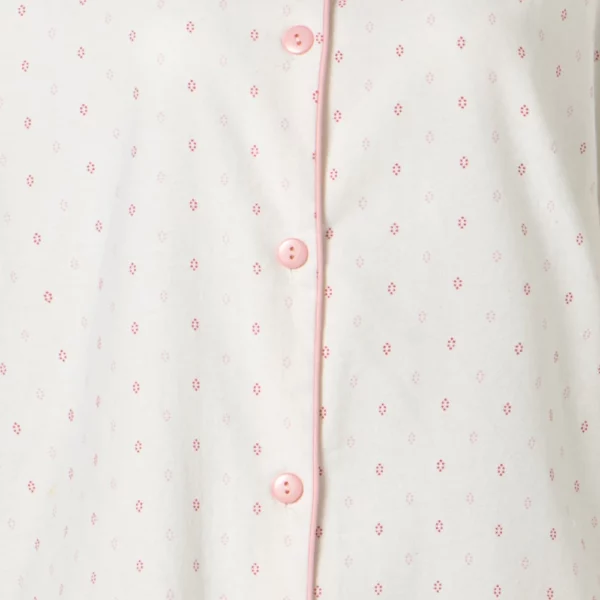 Lunatex dames pyjama flanel Oval dots ivoor detail
