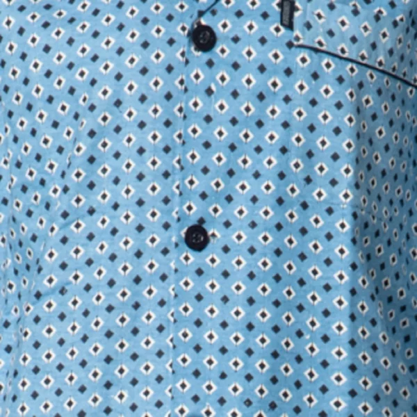 Gentlemen heren pyjama flanel Multiruit blue detail