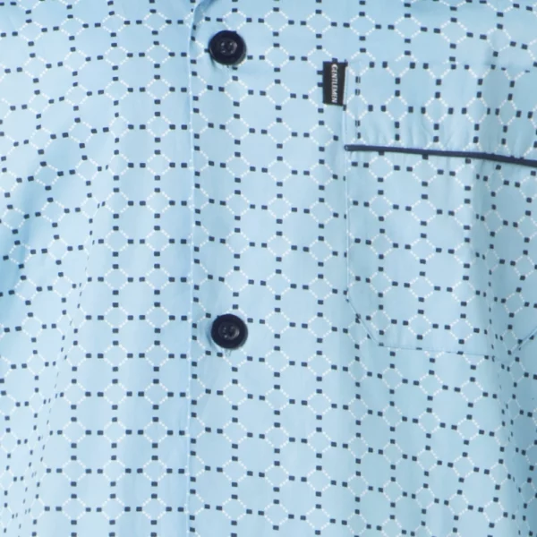 Gentlemen heren pyjama poplin Bubbels blue detail