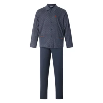 Gentlemen heren pyjama Doorknoop interlock marine