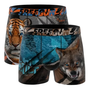 Freegun heren boxershorts microvezel 2-pack Wolf - tijger