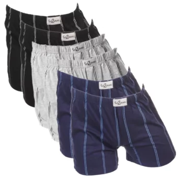 Fun2wear heren boxershorts wijd 6-pack zwart - licht grijs melee - marine