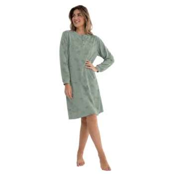 Cocodream dames nachthemd velours fleece groen model