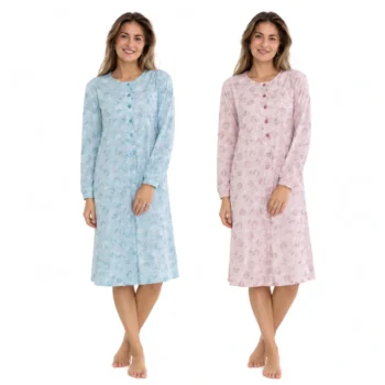Cocodream dames nachthemden lange mouw 2-pack Leaves model